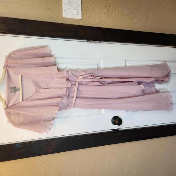 ASOS Feminine Soft Pink Ruffled Faux Wrap Maxi Dress- Size 6 - Picture 1 of 9